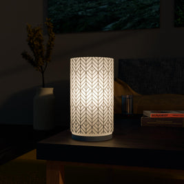3D Printed Geometric Table Lamp, Cylindrical Chevron Accent Light, Mid Century Modern Desk Lamp, Minimalist Boho Bedroom Decor