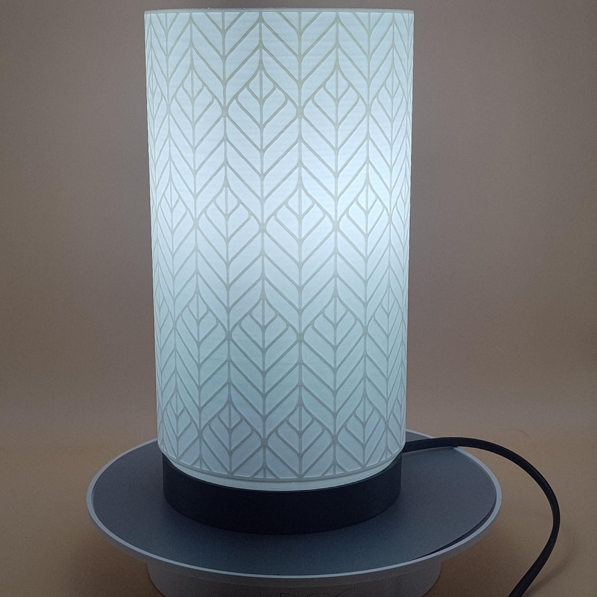 3D Printed Geometric Table Lamp, Cylindrical Chevron Accent Light, Mid Century Modern Desk Lamp, Minimalist Boho Bedroom Decor