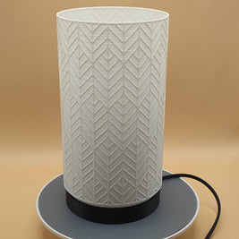 3D Printed Geometric Table Lamp, Cylindrical Chevron Accent Light, Mid Century Modern Desk Lamp, Minimalist Boho Bedroom Decor