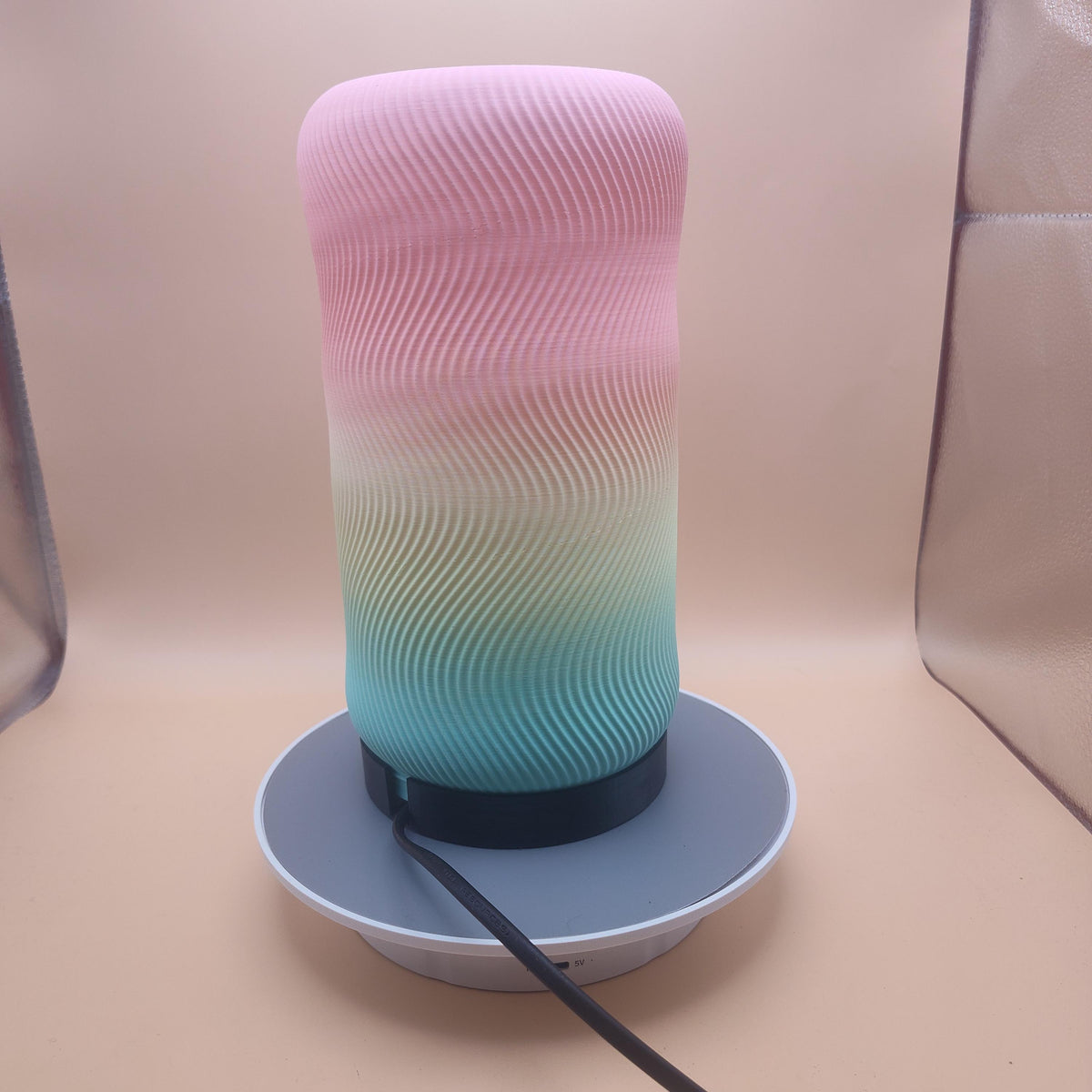 3D Printed Wave Glow Table Lamp, Wavy Organic Ripple Desk Light, Funky Danish Pastel Bedside Lamp, Modern Textured Fluid Accent Light