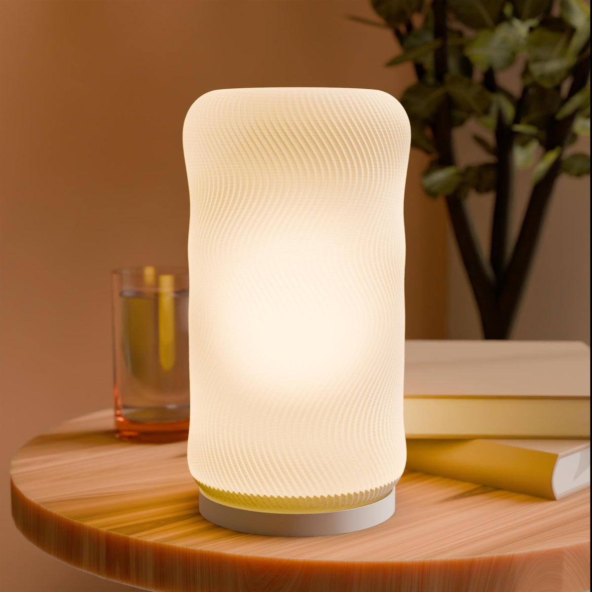 3D Printed Wave Glow Table Lamp, Wavy Organic Ripple Desk Light, Funky Danish Pastel Bedside Lamp, Modern Textured Fluid Accent Light