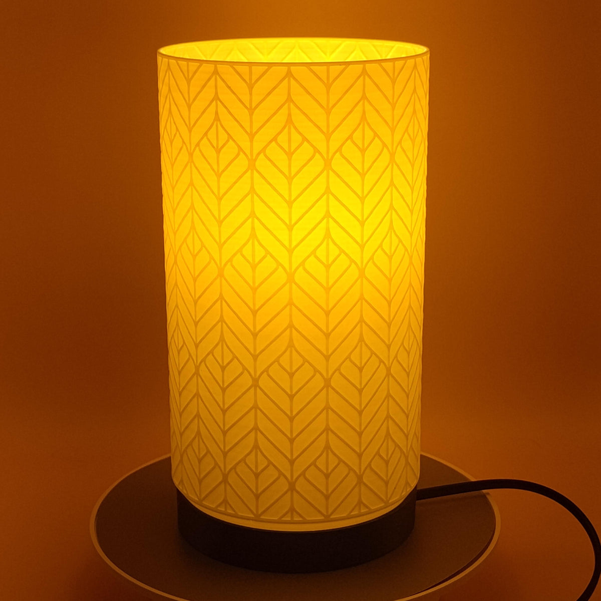 3D Printed Geometric Table Lamp, Cylindrical Chevron Accent Light, Mid Century Modern Desk Lamp, Minimalist Boho Bedroom Decor