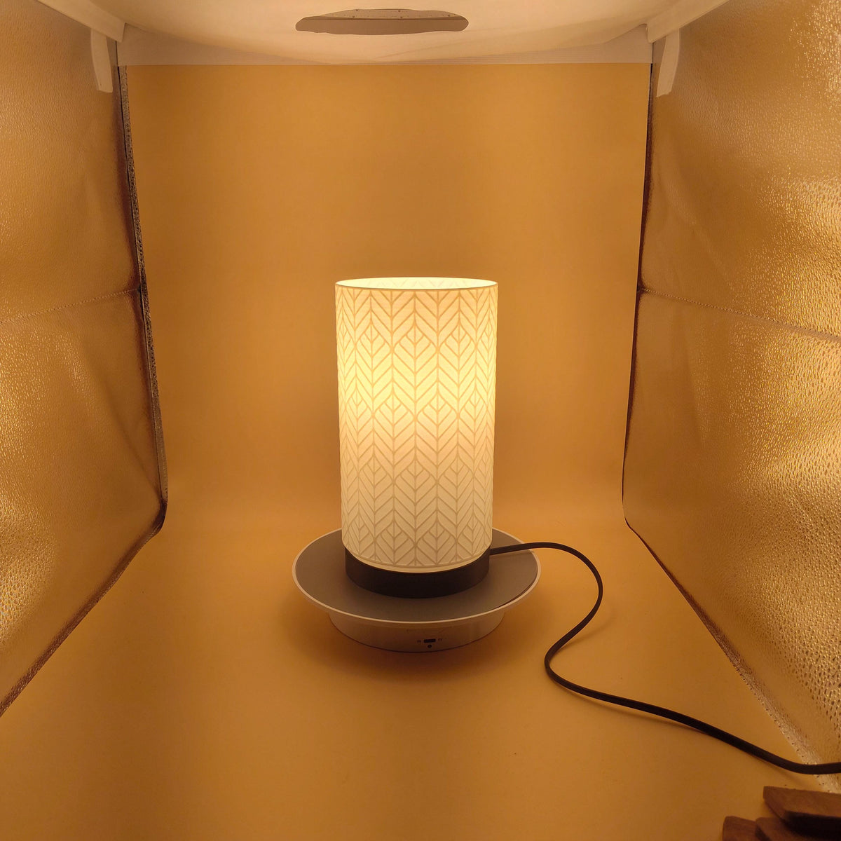 3D Printed Geometric Table Lamp, Cylindrical Chevron Accent Light, Mid Century Modern Desk Lamp, Minimalist Boho Bedroom Decor