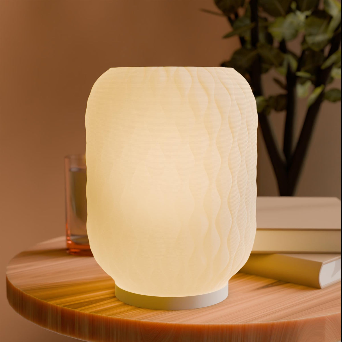 3D Printed Serene Wave Table Lamp, Diamond Lattice Accent Light, Funky Danish Pastel Bedside Lamp, Modern Textured Geometric Desk Light