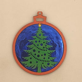 Holographic Christmas Tree Ornament, Multi Layer Laser Cut Wooden Holiday Bauble, Shimmering Geometric Forest Winter Silhouette Gift