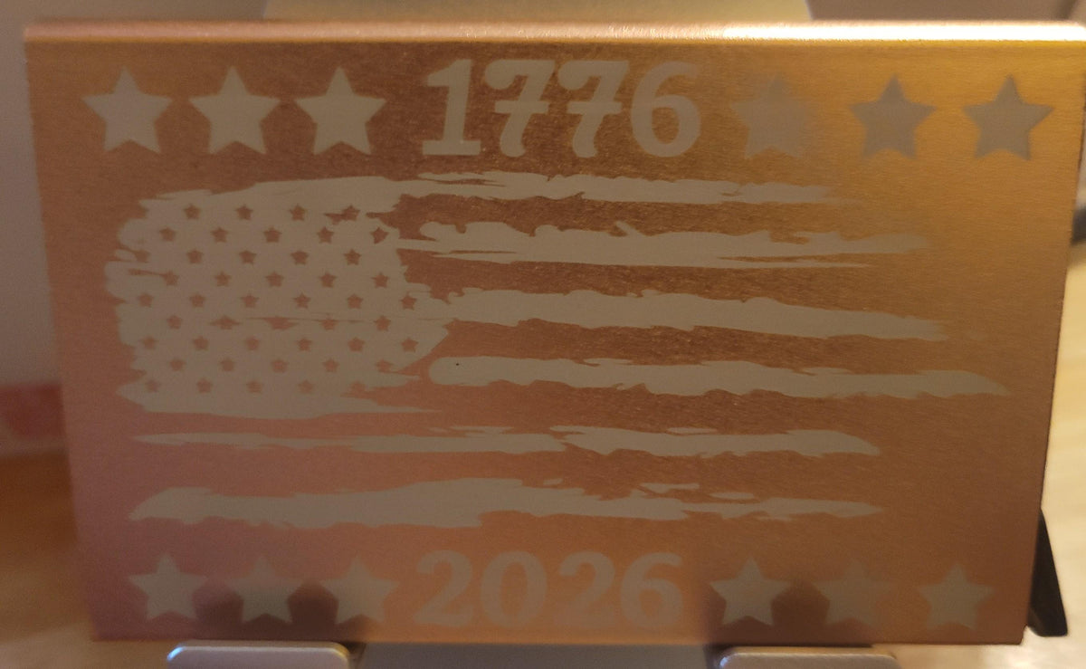 Personalized 250th Anniversary of America Metal Wallet, Custom Laser Engraved RFID Blocking Card Holder, Minimalist Patriotic US Flag Gift