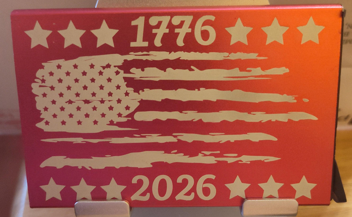 Personalized 250th Anniversary of America Metal Wallet, Custom Laser Engraved RFID Blocking Card Holder, Minimalist Patriotic US Flag Gift