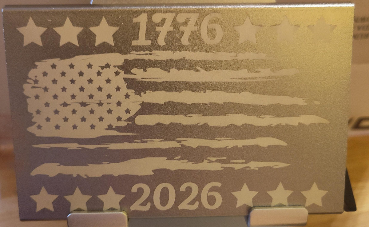 Personalized 250th Anniversary of America Metal Wallet, Custom Laser Engraved RFID Blocking Card Holder, Minimalist Patriotic US Flag Gift