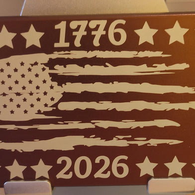 Personalized 250th Anniversary of America Metal Wallet, Custom Laser Engraved RFID Blocking Card Holder, Minimalist Patriotic US Flag Gift