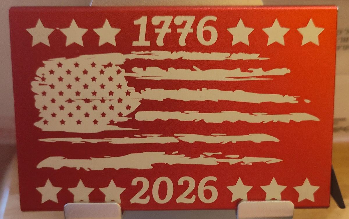 Personalized 250th Anniversary of America Metal Wallet, Custom Laser Engraved RFID Blocking Card Holder, Minimalist Patriotic US Flag Gift