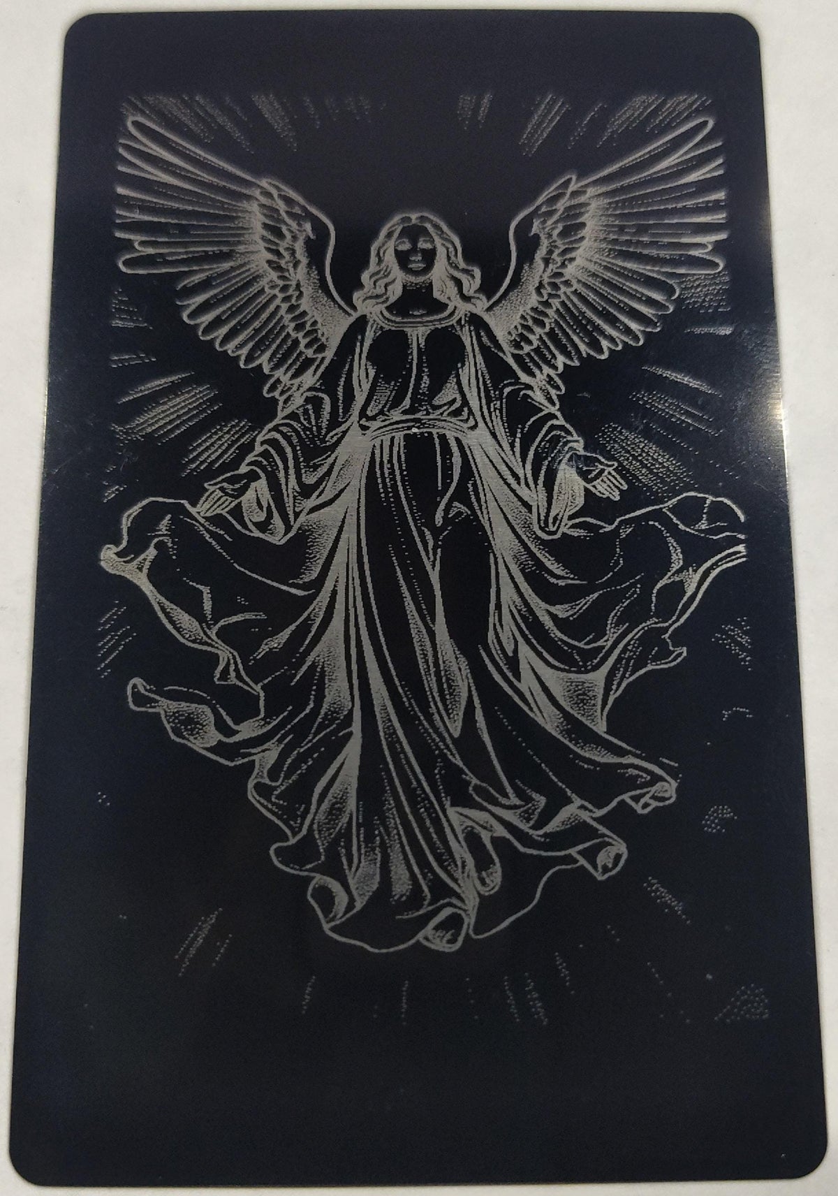 Laser Engraved Metal Prayer Cards Set of 8, Catholic Christian Gifts Bulk, Black Aluminum Wallet Keepsakes, First Communion Confirmation
