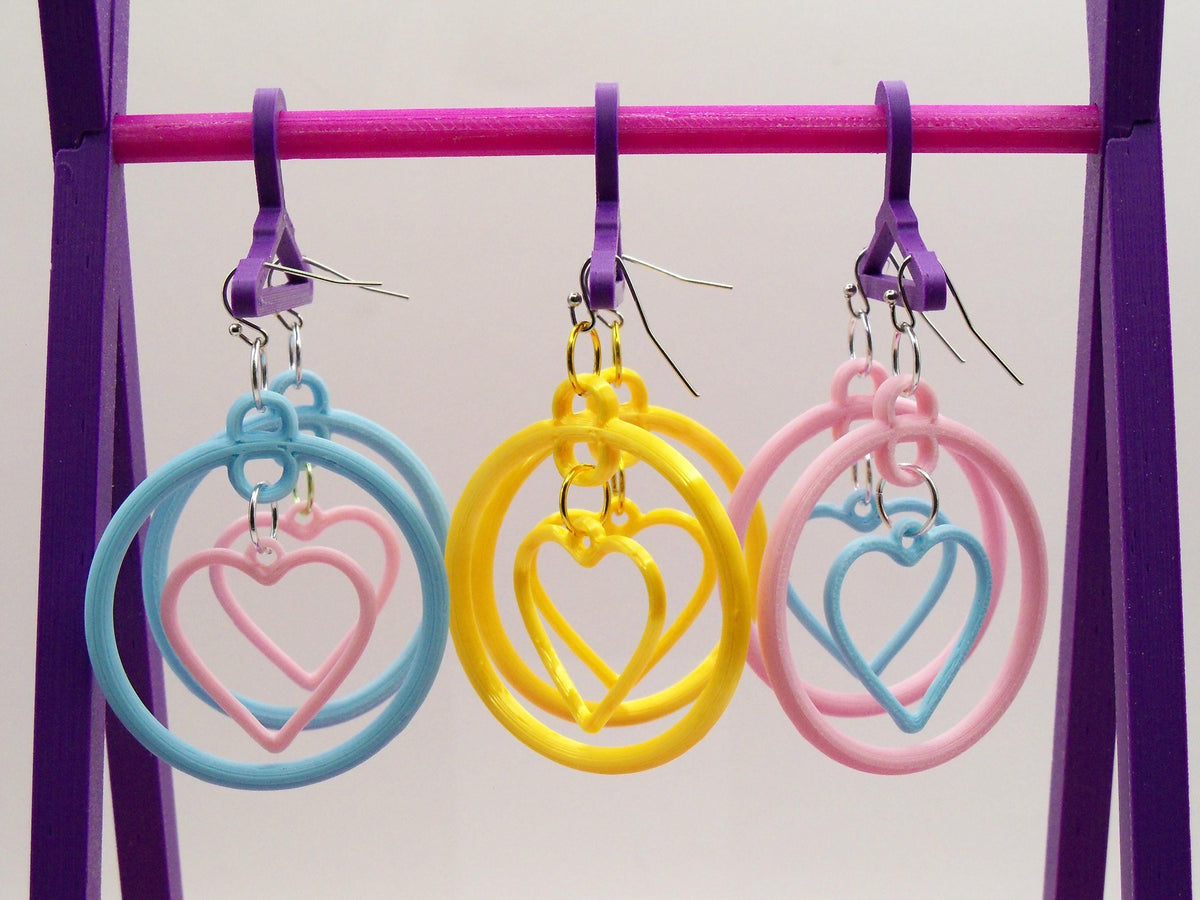Fun 3D Printed Heart Hoop Earrings