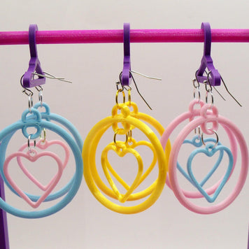 Fun 3D Printed Heart Hoop Earrings