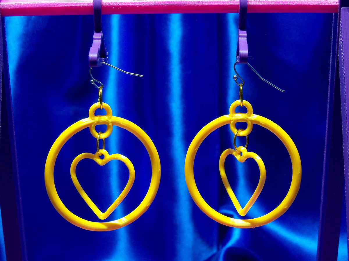 Fun 3D Printed Heart Hoop Earrings
