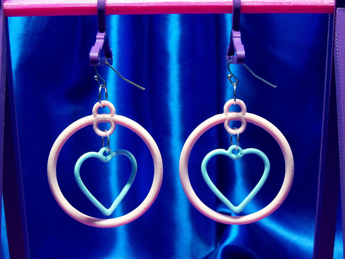 Fun 3D Printed Heart Hoop Earrings