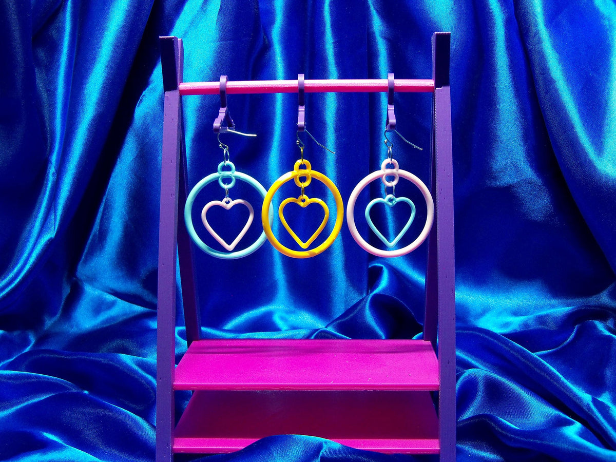 Fun 3D Printed Heart Hoop Earrings