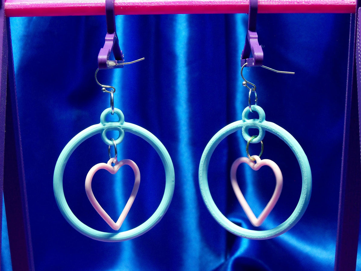 Fun 3D Printed Heart Hoop Earrings