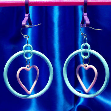 Fun 3D Printed Heart Hoop Earrings