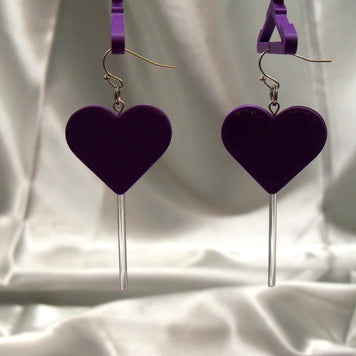 Fun 3D Printed Heart Lollipop Earrings