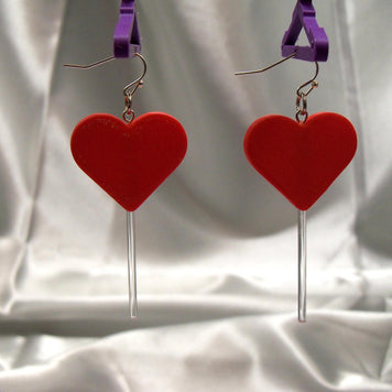 Fun 3D Printed Heart Lollipop Earrings