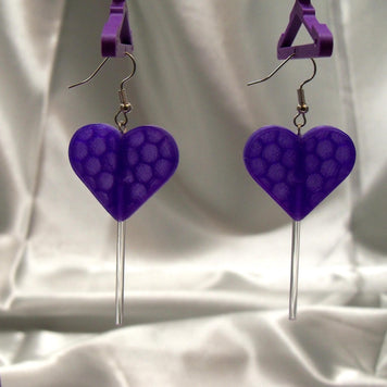 Fun 3D Printed Heart Lollipop Earrings
