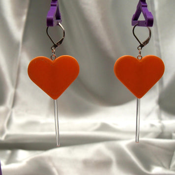 Fun 3D Printed Heart Lollipop Earrings
