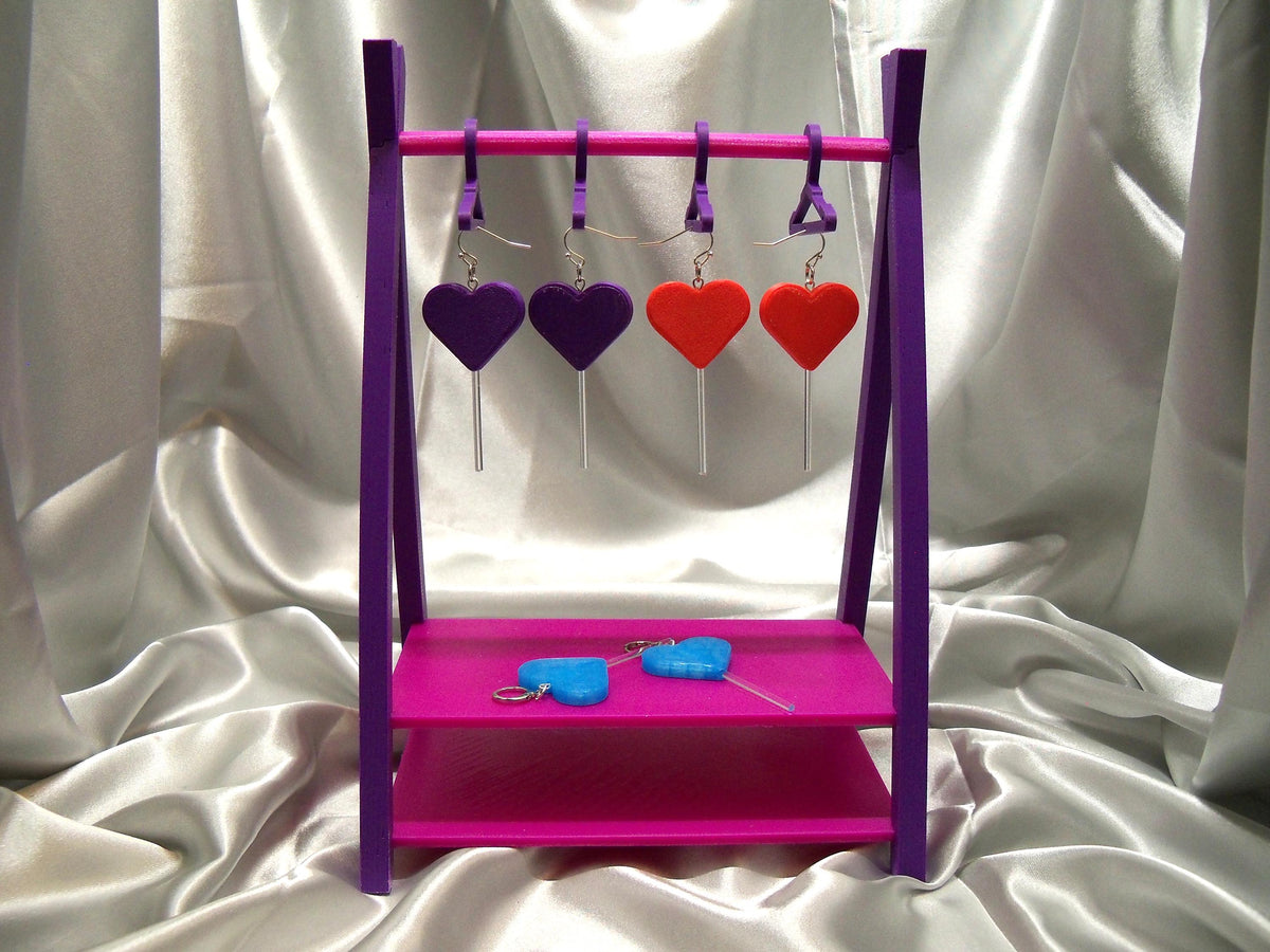 Fun 3D Printed Heart Lollipop Earrings