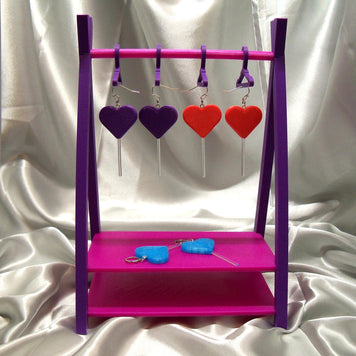 Fun 3D Printed Heart Lollipop Earrings