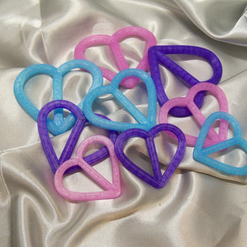 3D Printed Crystal Heart Shirt Clips, Pack Of 3 Sizes (50-70mm)