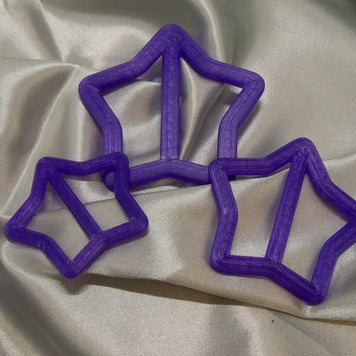 3D Printed Crystal Star Shirt Clips, Pack of 3 Sizes (50-70mm)