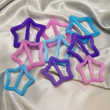 3D Printed Crystal Star Shirt Clips, Pack of 3 Sizes (50-70mm)