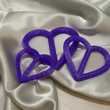 3D Printed Crystal Heart Shirt Clips, Pack Of 3 Sizes (50-70mm)