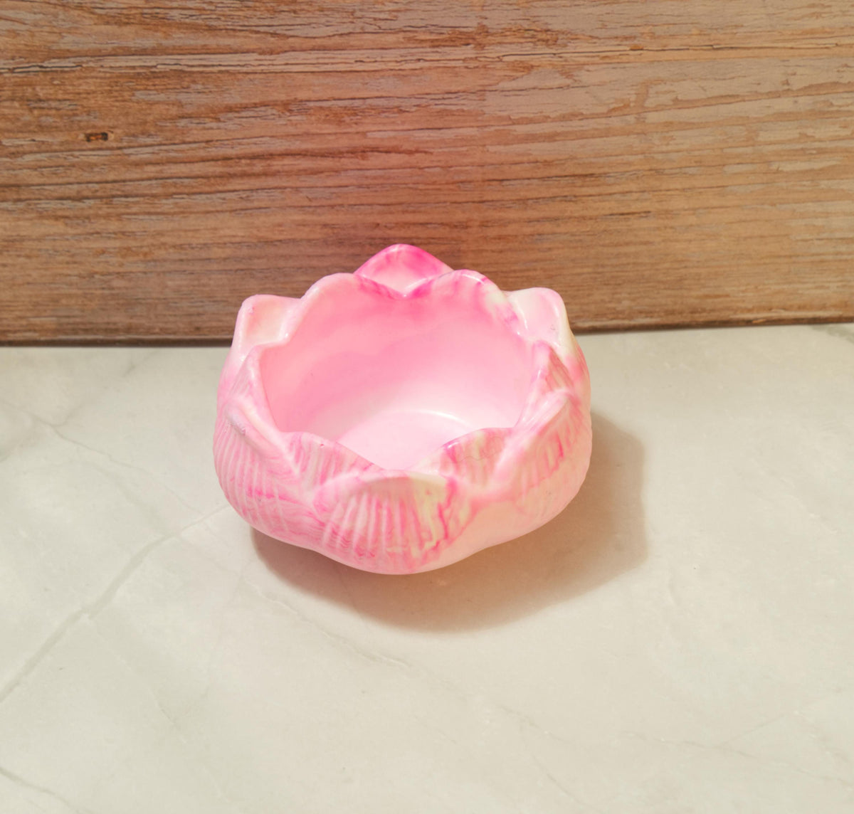 Sculptural Eco-resin Lotus Flower Bowl - Marbled Stone Ring Dish Catchall, Decorative Candle Catchall- Signature Series Lotus Bowl