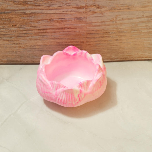 Sculptural Eco-resin Lotus Flower Bowl - Marbled Stone Ring Dish Catchall, Decorative Candle Catchall- Signature Series Lotus Bowl