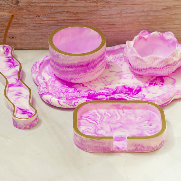 Luxury Eco-Resin Makeup Brush Holder Cup - Marbled Vanity Jar, Open Top Canister Organizer.