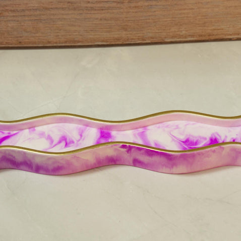 Organic Wavy Eco-resin Incense Stick Burner - Marbled Stone Ash Catcher, Modern Aromatherapy Meditation Deck - The Horizon Wave Incense Dock