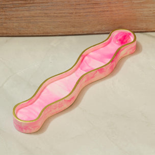 Organic Wavy Eco-resin Incense Stick Burner - Marbled Stone Ash Catcher, Modern Aromatherapy Meditation Deck - The Horizon Wave Incense Dock