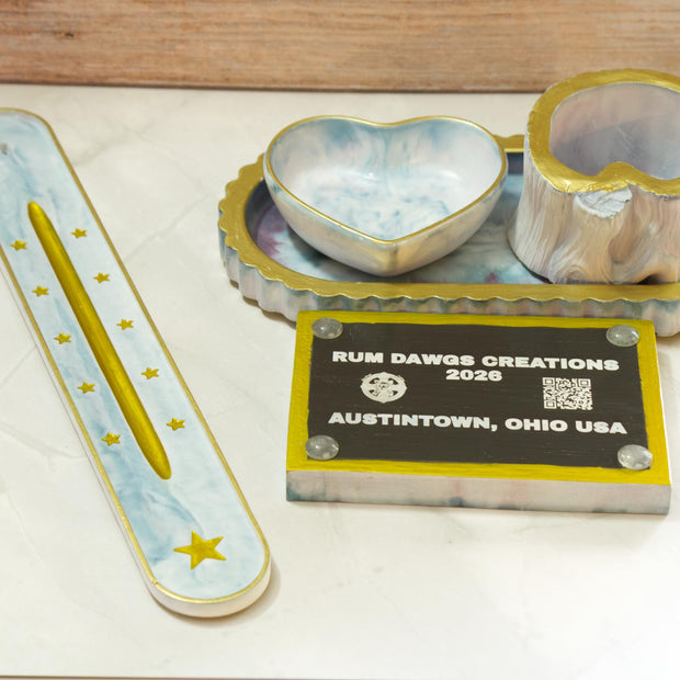 Modern Channeled Soap Dish  Lunar Soap Throne Eco-Resin Bathroom Countertop Organizer, Marbled Jewelry Trinket Plate, Sculptural Soap Holder