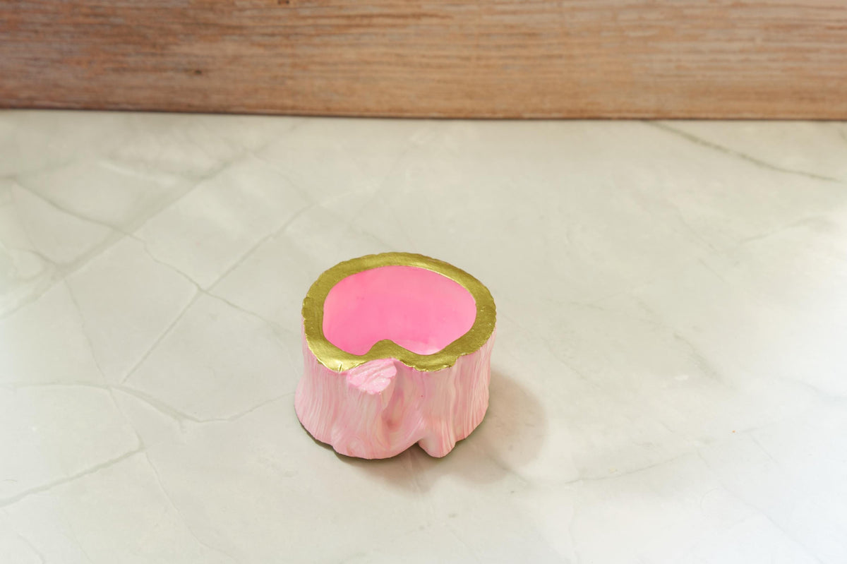 Modern Tree Stump Vanity Jar  Eclipse Storage Spire EcoResin Bathroom Countertop Apothecary Canister Marbled Makeup Brush Cotton Swab Holder