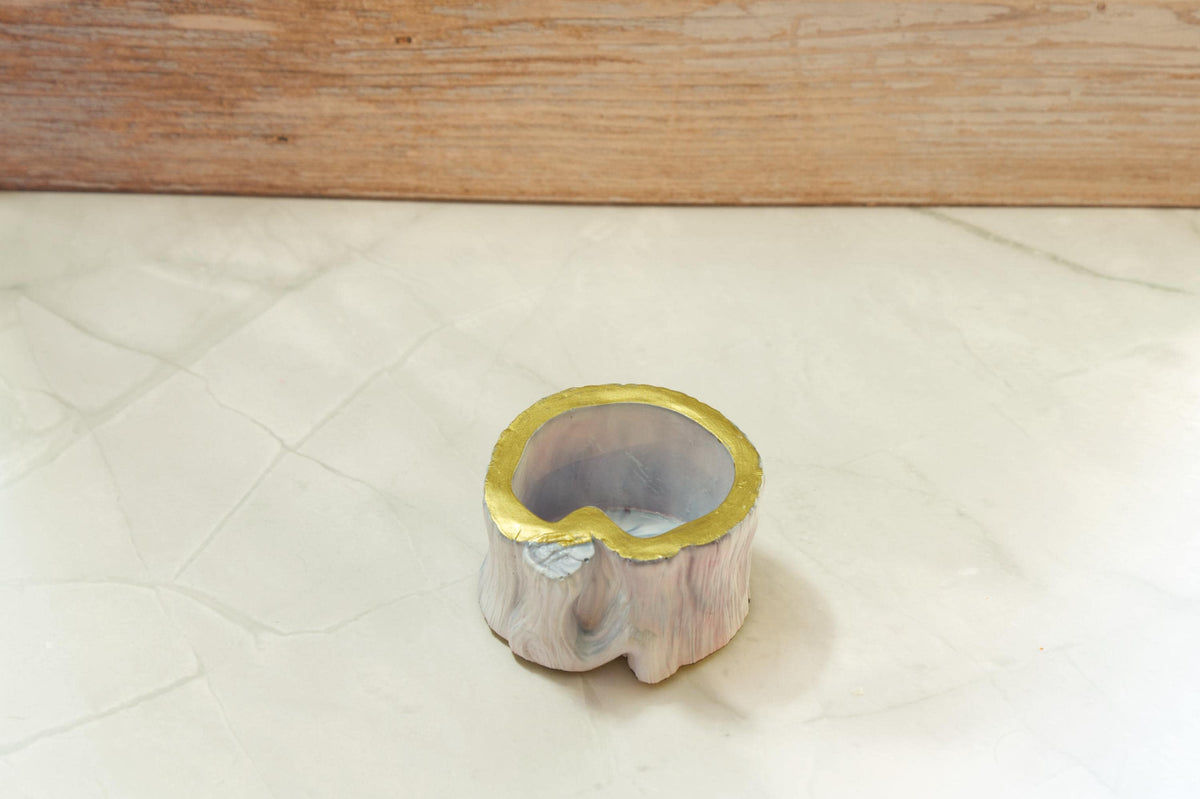Modern Tree Stump Vanity Jar  Eclipse Storage Spire EcoResin Bathroom Countertop Apothecary Canister Marbled Makeup Brush Cotton Swab Holder