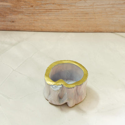Modern Tree Stump Vanity Jar  Eclipse Storage Spire EcoResin Bathroom Countertop Apothecary Canister Marbled Makeup Brush Cotton Swab Holder