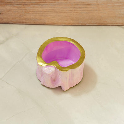 Modern Tree Stump Vanity Jar  Eclipse Storage Spire EcoResin Bathroom Countertop Apothecary Canister Marbled Makeup Brush Cotton Swab Holder