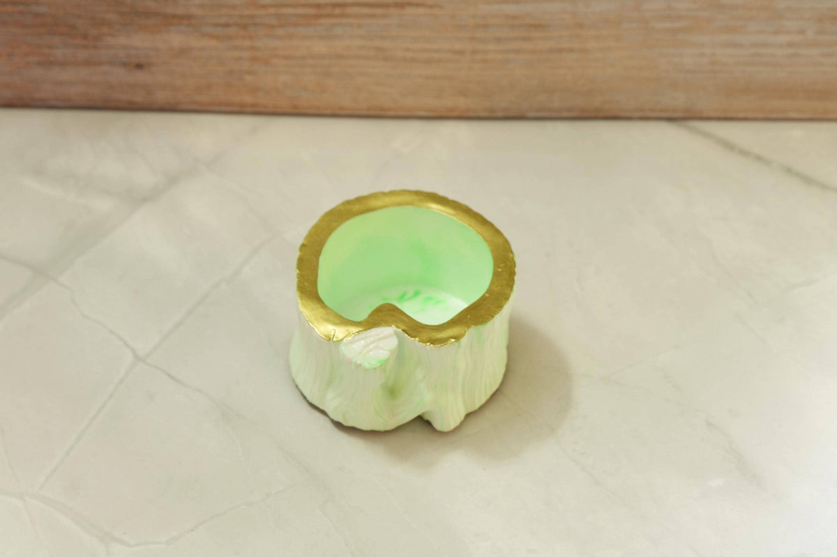 Modern Tree Stump Vanity Jar  Eclipse Storage Spire EcoResin Bathroom Countertop Apothecary Canister Marbled Makeup Brush Cotton Swab Holder