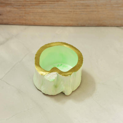 Modern Tree Stump Vanity Jar  Eclipse Storage Spire EcoResin Bathroom Countertop Apothecary Canister Marbled Makeup Brush Cotton Swab Holder
