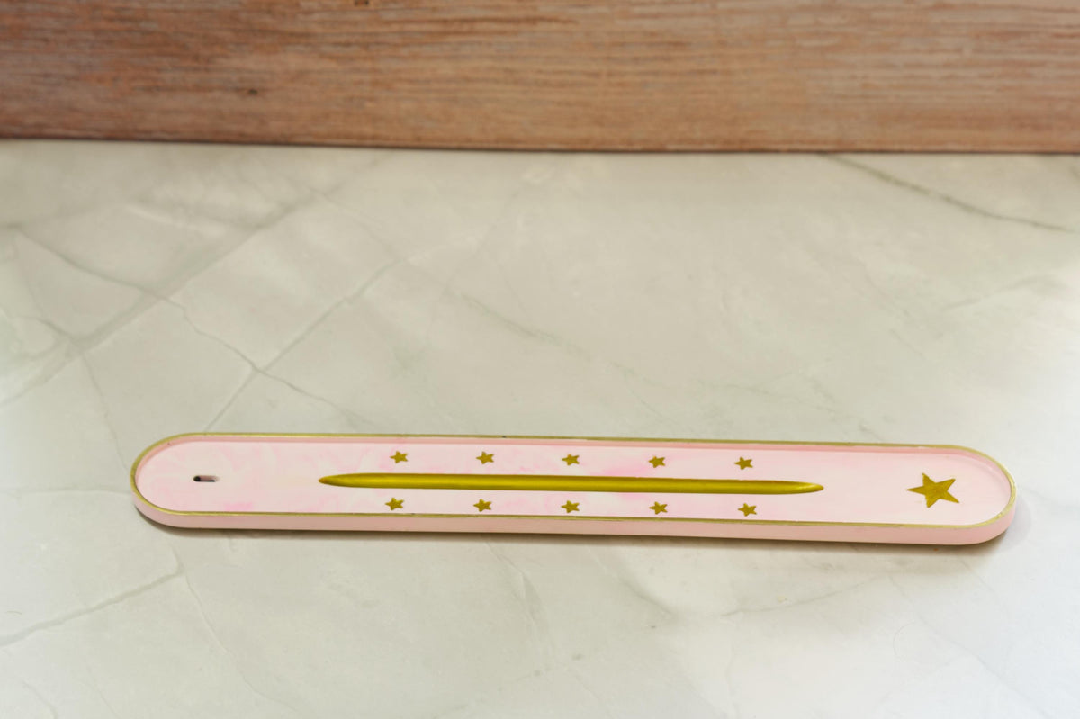 Modern Wavy Incense Holder - Twilight Incense Dock Eco-Resin Bathroom Countertop Ash Catcher, Marbled Pastel Aromatherapy Deck