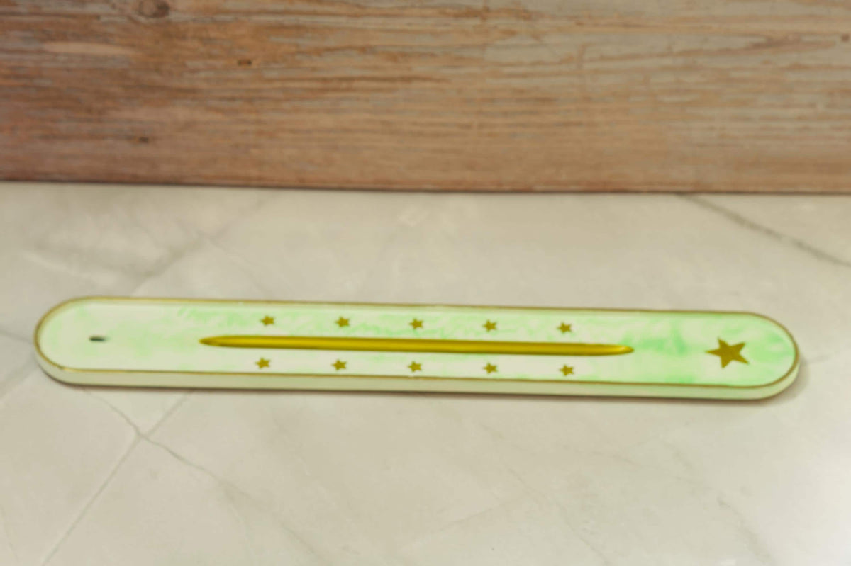 Modern Wavy Incense Holder - Twilight Incense Dock Eco-Resin Bathroom Countertop Ash Catcher, Marbled Pastel Aromatherapy Deck