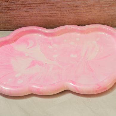 Luxury Eco-resin Bathroom Vanity Tray - Heavy Marbled Catchall Tray, Modern Cloud Shaped Jewelry Plate Countertop Deck The Horizon Wave Tray