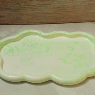 Luxury Eco-resin Bathroom Vanity Tray - Heavy Marbled Catchall Tray, Modern Cloud Shaped Jewelry Plate Countertop Deck The Horizon Wave Tray