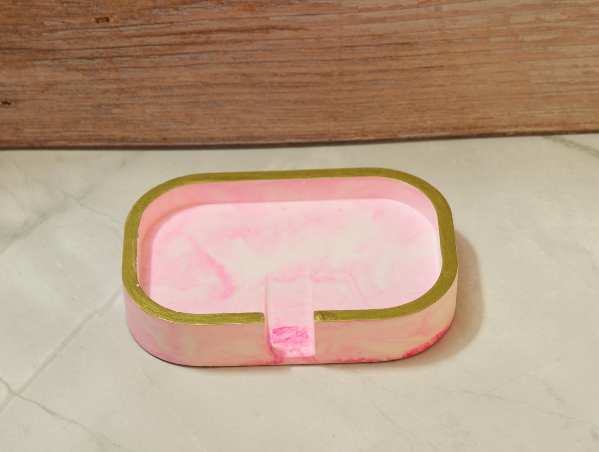 Modern Eco-resin Bar Soap Holder with Drainage - Marbled Stone Soap Tray, Waterproof Bathroom Counter Deck - The Horizon Soap Throne