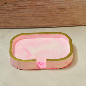 Modern Eco-resin Bar Soap Holder with Drainage - Marbled Stone Soap Tray, Waterproof Bathroom Counter Deck - The Horizon Soap Throne